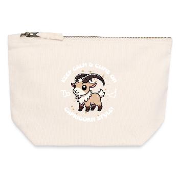 Ruhe bewahren und weiterklettern – Steinbock Style - Canvas Reißverschluss-Täschchen (12 x 13 cm) - Naturweiß - Vorne