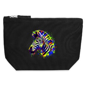Zebra - Canvas Reißverschluss-Täschchen (12 x 13 cm) - Schwarz - Vorne