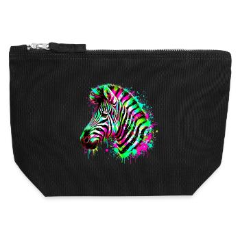 Zebra - Canvas Reißverschluss-Täschchen (12 x 13 cm) - Schwarz - Vorne