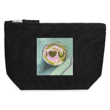 I luv Matcha Artistic Snack Illustration - Canvas Zip Pouch 12 x 13 cm - black - Front