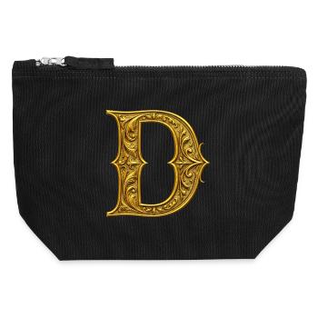 Ornamentgold Initiale D - Canvas Reißverschluss-Täschchen (12 x 13 cm) - Schwarz - Vorne