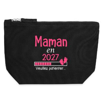 Mom in 2027 mom-to-be gift - Canvas Zip Pouch 12 x 13 cm - black - Front