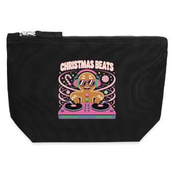 Weihnachtsbeats DJ Gingerbread - Canvas Reißverschluss-Täschchen (12 x 13 cm) - Schwarz - Vorne