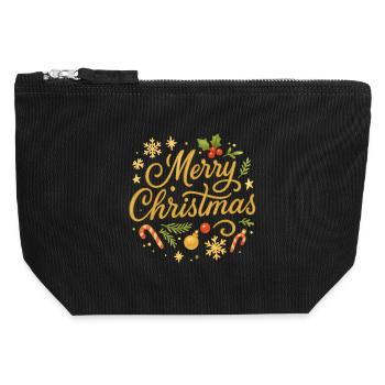Merry Christmas Deko Schmuck - Canvas Reißverschluss-Täschchen (12 x 13 cm) - Schwarz - Vorne