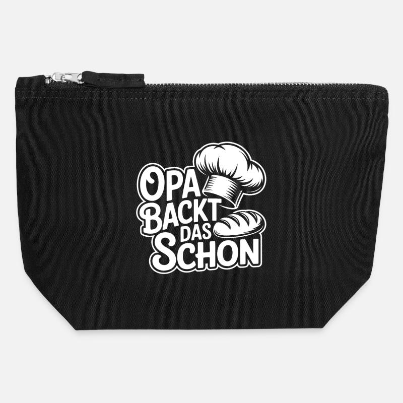 Opa backt das schon - Canvas Reißverschluss-Täschchen (12 x 13 cm) - Schwarz