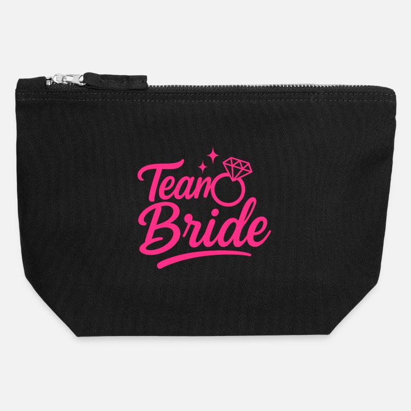 Team Bride Pink Ring Script - Canvas Zip Pouch 12 x 13 cm - black