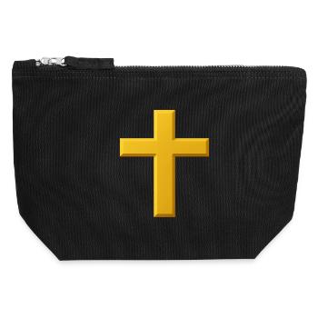 NOUVEAU -- Une touche dorée de foi ! - Pochette zippée en toile 12 x 13 cm - noir - Devant