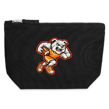 Bulldog Football Running Power Maskottchen - Canvas Reißverschluss-Täschchen (12 x 13 cm) - Schwarz - Vorne