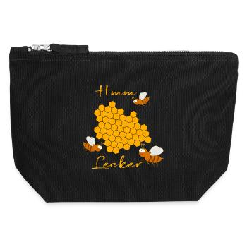Bees with honeycomb - Canvas Zip Pouch 12 x 13 cm - black - Front