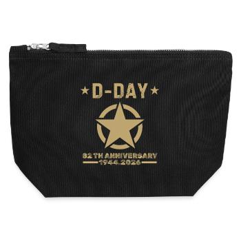 D-Day 82e Anniversaire 1944 2026 Mémoire - Pochette zippée en toile 12 x 13 cm - noir - Devant