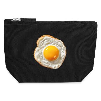 fried egg - Canvas Zip Pouch 12 x 13 cm - black - Front