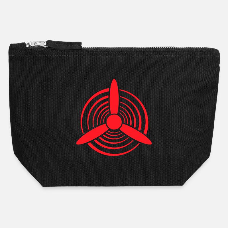 Red Propeller - Canvas Zip Pouch 12 x 13 cm - black