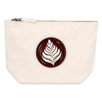 Latte Art Blatt Cappuccino Design - Canvas Reißverschluss-Täschchen (12 x 13 cm) - Naturweiß - Vorne