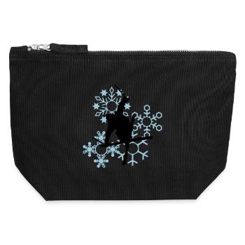 Skier mit Schneeflocken - Canvas Reißverschluss-Täschchen (12 x 13 cm) - Schwarz - Vorne