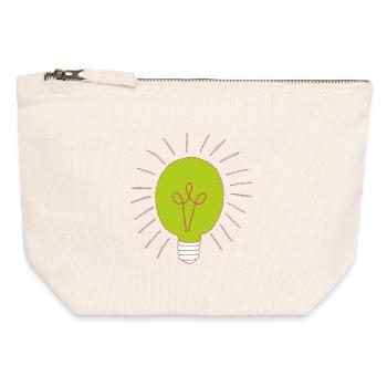 Ampoule verte néon - Pochette zippée en toile 12 x 13 cm - blanc naturel - Devant