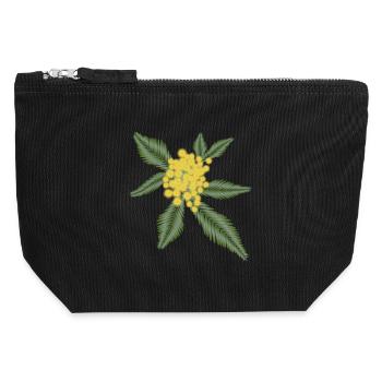 Silber Akazie mit ihren gelben Blüten Pompons - Canvas Reißverschluss-Täschchen (12 x 13 cm) - Schwarz - Vorne