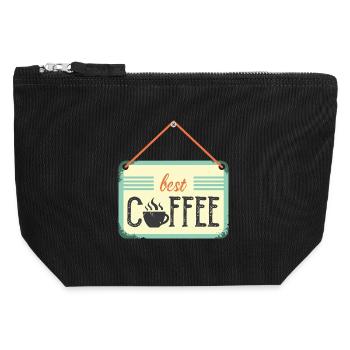 best coffee café icon coffee sign icon logo - Canvas Zip Pouch 12 x 13 cm - black - Front