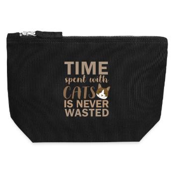 Temps passé avec les chats - Pochette zippée en toile 12 x 13 cm - noir - Devant