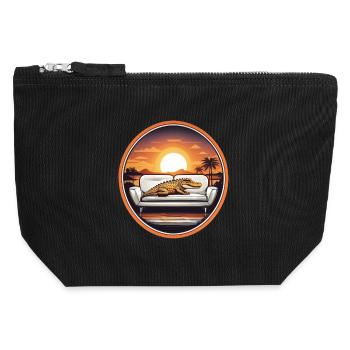 Alligator on sofa - Canvas Zip Pouch 12 x 13 cm - black - Front