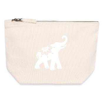 Yoga Elefant Ornament Mandala minimal Indien Tier - Canvas Reißverschluss-Täschchen (12 x 13 cm) - Naturweiß - Vorne