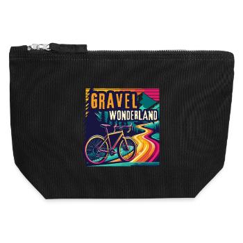 Lebendige Gravelbike Wunderland Fahrradkunst - Canvas Reißverschluss-Täschchen (12 x 13 cm) - Schwarz - Vorne