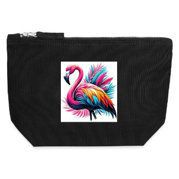 Pink Flamingo - Canvas Zip Pouch 12 x 13 cm - black - Front