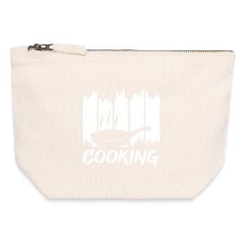 Cuisine amusante - Pochette zippée en toile 12 x 13 cm - blanc naturel - Devant