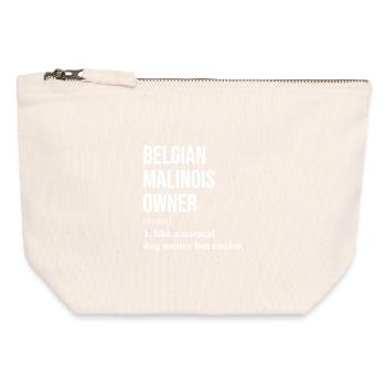 Malinois belge - Pochette zippée en toile 12 x 13 cm - blanc naturel - Devant