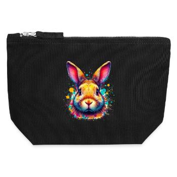 Rabbit - Canvas Zip Pouch 12 x 13 cm - black - Front
