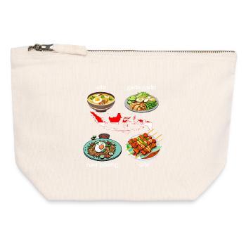 Indonesische Gerichte: Soto, Gado Gado, Nasi goren - Canvas Reißverschluss-Täschchen (12 x 13 cm) - Naturweiß - Vorne