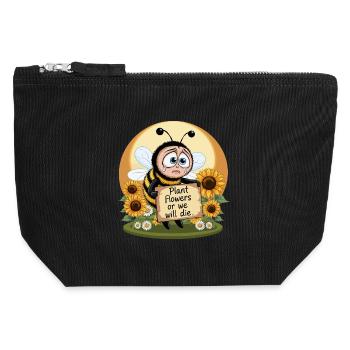 Bienen Retten - Canvas Reißverschluss-Täschchen (12 x 13 cm) - Schwarz - Vorne