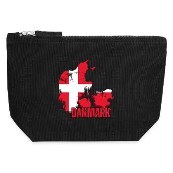 Danish pride, flag of Denmark - Canvas Zip Pouch 12 x 13 cm - black - Front