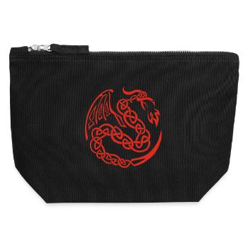 Red Celtic Dragon - Canvas Zip Pouch 12 x 13 cm - black - Front