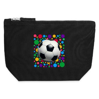 Fußball Fußball – Bunt fleckiger Tupfen - Canvas Reißverschluss-Täschchen (12 x 13 cm) - Schwarz - Vorne