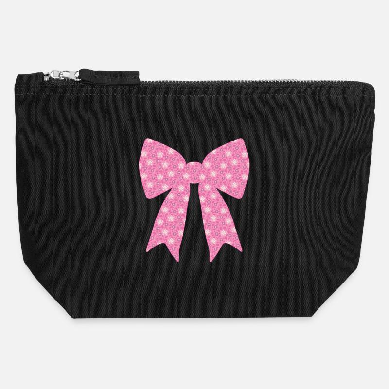 Pink Ribbon - Canvas Zip Pouch 12 x 13 cm - black