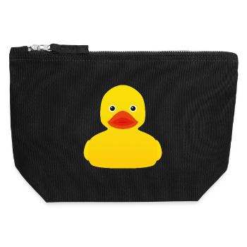 Pop art rétro en canard en caoutchouc jaune - Pochette zippée en toile 12 x 13 cm - noir - Devant
