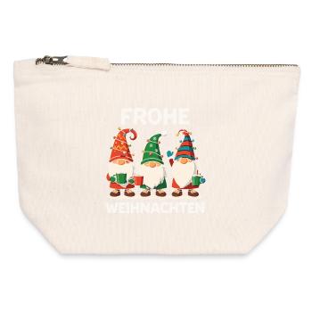 Merry Christmas Gnomes Funny Christmas Motif - Canvas Zip Pouch 12 x 13 cm - nature - Front