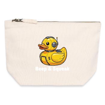 Beep & Squeak Robot Duck - Canvas Zip Pouch 12 x 13 cm - nature - Front