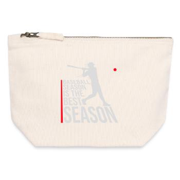 La saison de baseball est la meilleure saison des sports de fans - Pochette zippée en toile 12 x 13 cm - blanc naturel - Devant