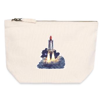 Exploration astronomique du lancement de fusées spatiales - Pochette zippée en toile 12 x 13 cm - blanc naturel - Devant