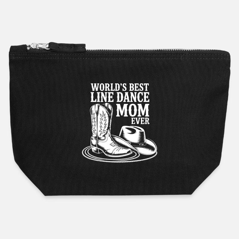 LineDance mom with cowboy boots - Canvas Zip Pouch 12 x 13 cm - black