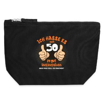 Ich hasse es mit 50 – Jubiläumshumor - Canvas Reißverschluss-Täschchen (12 x 13 cm) - Schwarz - Vorne