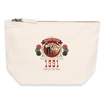 T-shirt de poker anniversaire 1991, t-shirt Poker Legend - Pochette zippée en toile 12 x 13 cm - blanc naturel - Devant
