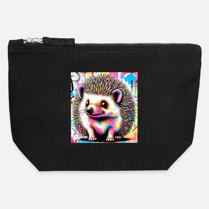Igel - Canvas Reißverschluss-Täschchen (12 x 13 cm) - Schwarz