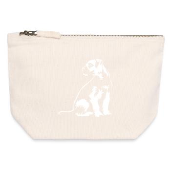Border Terrier « Édition noire » - Pochette zippée en toile 12 x 13 cm - blanc naturel - Devant