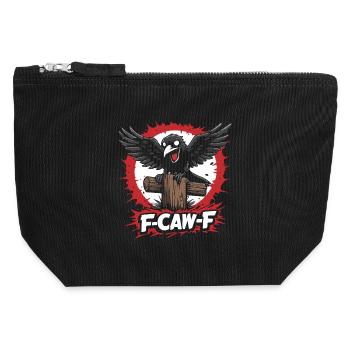 F-Caw-F Raven on Tree Trunk - Canvas Zip Pouch 12 x 13 cm - black - Front