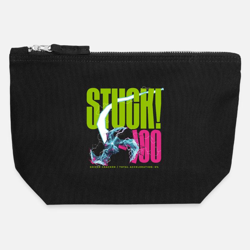 STUCK! 100 Shield Cracked - Canvas Zip Pouch 12 x 13 cm - black