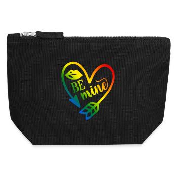 valentines day t-shirt be mine Valentine's Day - Canvas Zip Pouch 12 x 13 cm - black - Front