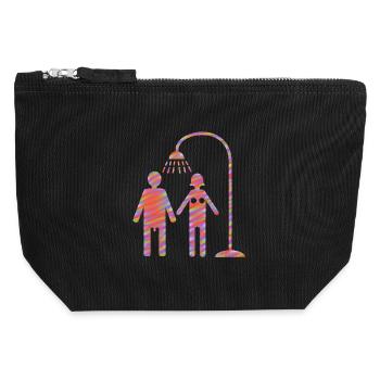  unter der Dusche Duschen - Canvas Reißverschluss-Täschchen (12 x 13 cm) - Schwarz - Vorne