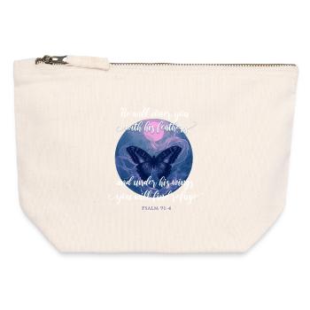Christliches Zitat Bibelvers Schmetterling - Canvas Reißverschluss-Täschchen (12 x 13 cm) - Naturweiß - Vorne